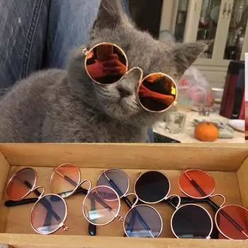 Модные унисекс-очки для маленьких кошек, круглые солнцезащитные очки для кошек, очки для защиты глаз от кошек, милые, милые, винтажные модные аксессуары, товары для домашних животных 1