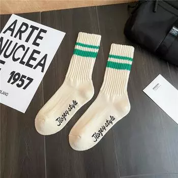Модные унисекс полосатые хлопковые носки до середины икры, теплые, влагоотводящие, против натирания, спортивные носки, мужские носки для баскетбола, носки для бега For 37-44 Yards