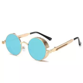 Модные унисекс поляризованные стимпанк металлические винтажные солнцезащитные очки модные толстые оправы с круглой оправой UV400 Black Frame розовый