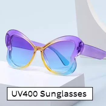 Модные унисекс роскошные солнцезащитные очки «кошачий глаз» в ретро-форме в форме бабочки, защита от ультрафиолета UV400, модные очки в стиле хип-хоп, оттенки для мужчин и женщин As Picture красный