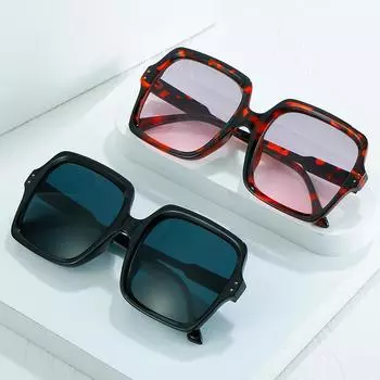 Модные унисекс солнцезащитные очки с большой квадратной оправой для мужчин и женщин, модные очки для путешествий, классические градиентные цветные солнцезащитные очки большого размера as picture леопардовый