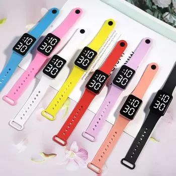 Модные унисекс светодиодные электронные часы квадратные простые студенческие версии для влюбленных большие цифровые модные корейские сенсорные часы-браслет красный