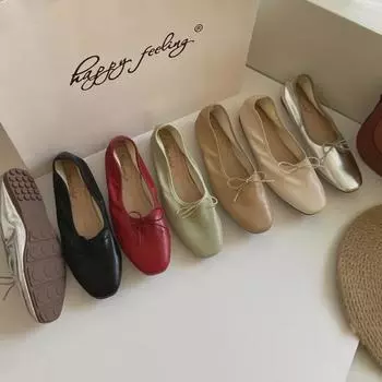 Модные универсальные балетки с бантом 2025 года: Женские свадебные и балетные туфли на весну и осень 37