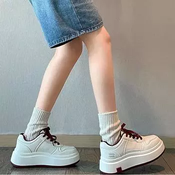 Модные универсальные белые туфли на толстой подошве для женщин 2025 года, новые популярные легкие спортивные туфли для сноуборда на осень и зиму 35 белый