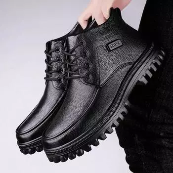 Модные универсальные ботильоны для мужчин, для отдыха, прогулок, нескользящие, базовые ботинки для мужчин, классические мотоциклетные ботинки, натуральная кожа, высокие мужские туфли 38