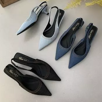 Модные универсальные французские босоножки на тонком каблуке с острым задником, пустые босоножки, туфли Fairy, туфли Fairy Single Cow 35