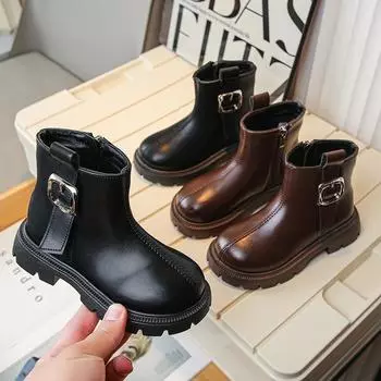 Модные универсальные кожаные ботинки для девочек, летние новые детские туфли принцессы, мокасины, туфли на мягкой подошве 26 чёрный