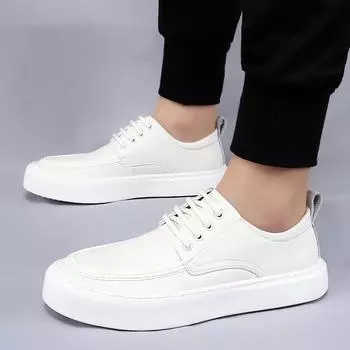 Модные универсальные кожаные мужские кроссовки на шнуровке, удобная повседневная обувь для активного отдыха, обувь для взрослых, обувь для прогулок, мужская обувь для ходьбы 38 чёрный