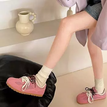 Модные универсальные кроссовки Agam в стиле ретро с плоской подошвой для женщин 2025 года, легкие повседневные кроссовки с низким верхом для сноуборда 35 бежевый