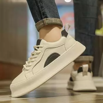 Модные универсальные кроссовки для активного отдыха из кожи, мужская обувь для ходьбы, новый стиль, мужская вулканизированная обувь, туфли на плоской подошве, трендовая универсальная повседневная обувь 38 белый