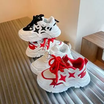 Модные универсальные кроссовки для девочек 21 inner length 13.5CM красный