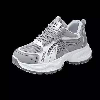 Модные универсальные кроссовки на толстой подошве женские весенние новые цветные легкие дышащие сетчатые спортивные кроссовки 36