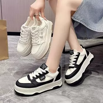 Модные универсальные маленькие белые туфли, женская новая повседневная обувь на платформе, спортивная обувь с подошвой Muffin Sole 35