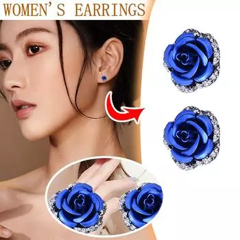Модные универсальные многоцветные персонализированные серьги-гвоздики для ушей с розой и цветком розы