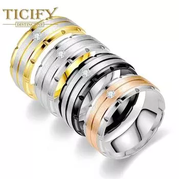 Модные универсальные мужские кольца из титановой стали, легкие, роскошные, темпераментные, пара, кольца с цирконом 6 серебряный