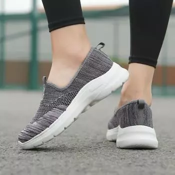 Модные универсальные не кружевные рукава ультралегкие женские туфли больших размеров высокого качества модные трендовые летающие тканые повседневные спортивные туфли 35 чёрный