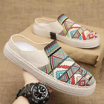 Модные универсальные нескользящие полутапочки повседневная обувь для мужчин мюли мокасины больших размеров плоские кроссовки обувь для ходьбы Zapatos Hombre 39 бежевый