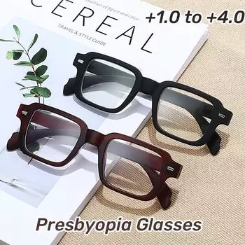 Модные универсальные очки для пресбиопии, матовые трехцветные очки для чтения с заклепками, квадратные очки для дальнего зрения с защитой от синего света 1
