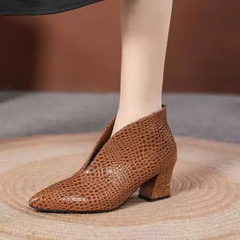 Модные универсальные однотонные женские сапоги весна и осень, хит продаж, удобные толстые каблуки, телесного цвета, женская обувь 35