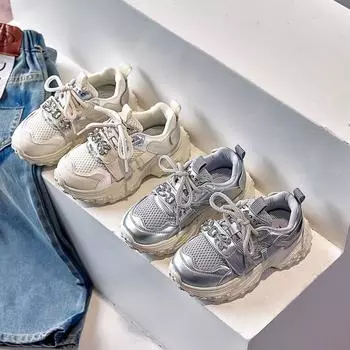 Модные универсальные осенние новые легкие спортивные кроссовки 27 yards inner length 16.9cm серебряный