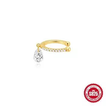 Модные универсальные повседневные серьги-клипсы из стерлингового серебра 925 пробы с простым бриллиантом и каплей в форме конского глаза 925 Silver