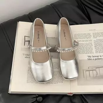 Модные универсальные повседневные жемчужные туфли Мэри Джейн на плоской подошве женские летние классические уличные туфли 35