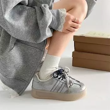 Модные универсальные ретро-кроссовки на платформе с высокой посадкой, немецкие женские кроссовки 2025 года, новые весенне-осенние, легкие, с круглым носком, повседневные, Forrest Gump boar 35