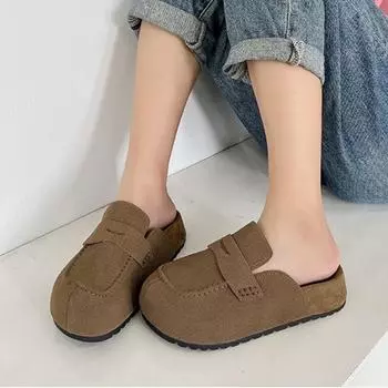 Модные универсальные сабо с круглым носком и каблуком 2024 года, удобные сандалии для женщин, большой размер, женский бежевый толстый, новый, модный для девочек 35