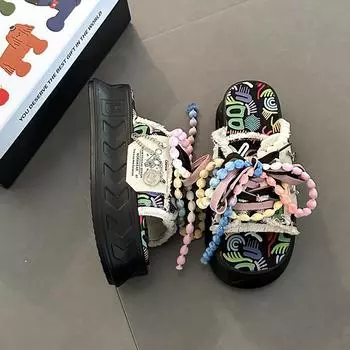 Модные универсальные сандалии милые мультяшные граффити шлепанцы женские летние повседневные дофаминовые уличные однословные крутые шлепанцы 35