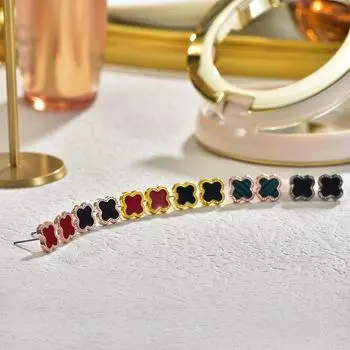 Модные универсальные серьги с четырьмя листами клевера, темпераментные простые женские серьги, ювелирные изделия 1