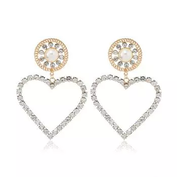 Модные универсальные серьги-сердечки из сплава с бриллиантами и стразами для женщин золотой