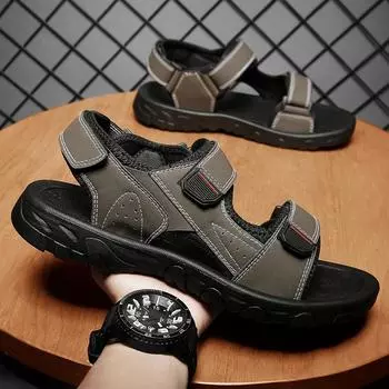 Модные универсальные уличные легкие дышащие песчаные пляжные новые мужские удобные сандалии с подошвой 39
