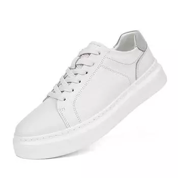 Модные универсальные вулканизированные кроссовки на шнуровке, люксовые брендовые мужские кроссовки для ходьбы, удобные мужские туфли на плоской подошве из натуральной кожи, повседневная мужская обувь 37 белый