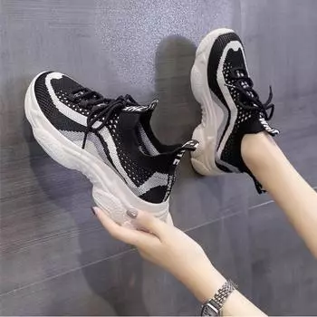 Модные универсальные женские кроссовки 2024 года, новые весенне-осенние кроссовки с сетчатой дышащей толстой подошвой для бега Zapatos Mujer 36 бежевый