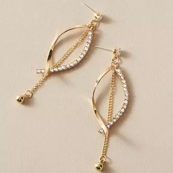 Модные универсальные женские серьги-гвоздики с подвеской в виде холодного ветра, длинные бриллиантовые серьги с перекрестной бахромой серебряный