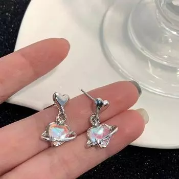 Модные универсальные женские серьги «Иллюзорная любовь» с изображением космической планеты