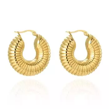 Модные универсальные женские серьги из нержавеющей стали с пряжкой, простые полые круглые серьги из титановой стали с резьбой, средневековые серьги