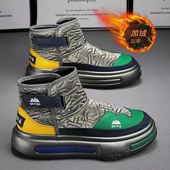 Модные, устойчивые к холоду, удобные мужские ботинки, зимние, бархатные, теплые, классические, нескользящие, для спорта на открытом воздухе, повседневные, из хлопка 39 чёрный