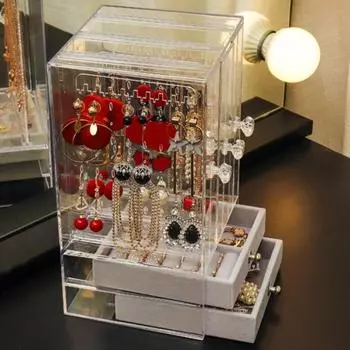 Модные устойчивые к запаху 4 стиля штабелируемые витрины для хранения сережек для девочки шкатулка для драгоценностей C
