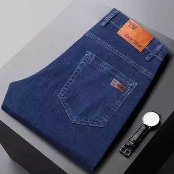 Модные утепленные джинсы с подкладкой, мужские осенне-зимние модели, свободные прямые с фланелью, теплые мужские зимние брюки 28
