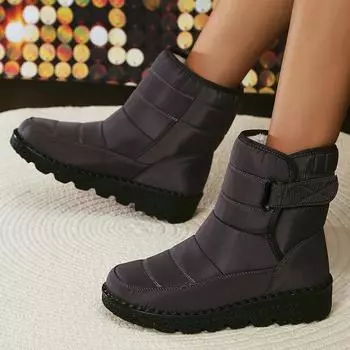 Модные утолщенные плюшевые зимние ботинки для женщин, сохраняющие тепло, водонепроницаемые зимние ботинки для женщин, удобные нескользящие ботинки на щиколотке из хлопка, размер 44 35 серый