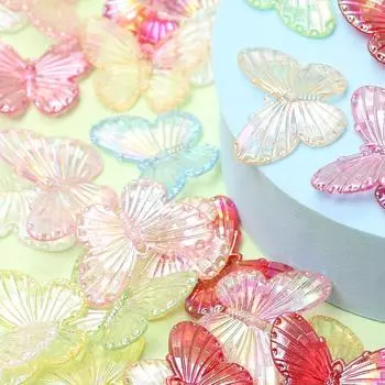 Модные ювелирные аксессуары, бусины-бабочки, браслет для изготовления лазерных красочных 100 шт., модные украшения для ожерелья, материал ручной работы «сделай сам» 100Pcs разноцветный