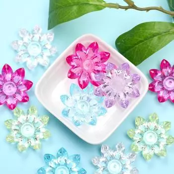 Модные ювелирные аксессуары ручной работы «сделай сам» для изготовления браслетов, сережек, акриловые кристаллы, прозрачный цветок лотоса, свободные бусины 31 мм 10pcs разноцветный