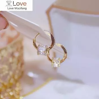 Модные ювелирные изделия 14-каратное настоящее золотое покрытие изысканные медные инкрустированные циркониевые простые круглые серьги элегантные женские маленькие серьги-кольца белый