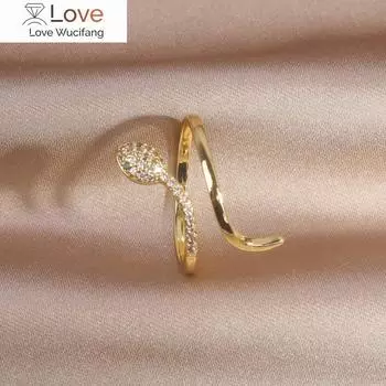 Модные ювелирные изделия 14K настоящее золотое покрытие AAA циркон змея регулируемое кольцо элегантное женское выпускное кольцо Resizable золотой
