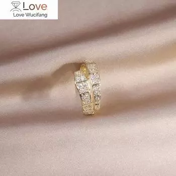 Модные ювелирные изделия 14K настоящее золотое покрытие AAA циркон двухслойное регулируемое кольцо в виде животного змеи элегантное женское повседневное дикое кольцо Resizable