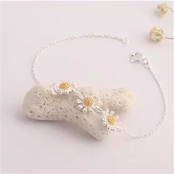 Модные ювелирные изделия 925 пробы серебряные звенья цепи ромашки цветочные браслеты и браслеты для женщин вечерние украшения Sl310