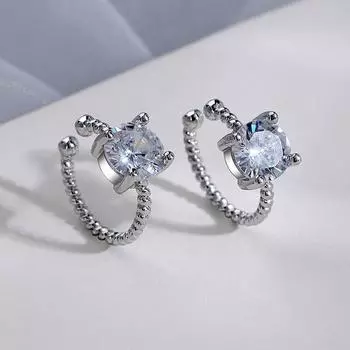 Модные ювелирные изделия 925 пробы стерлингового серебра циркон серьги-каффы женские клипсы серьги без пирсинга ювелирные изделия EH169