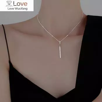 Модные ювелирные изделия 925 пробы стерлингового серебра AAA циркон полоса ожерелья кулон одно слово бриллиантовое ожерелье для женщин свадьба золотой