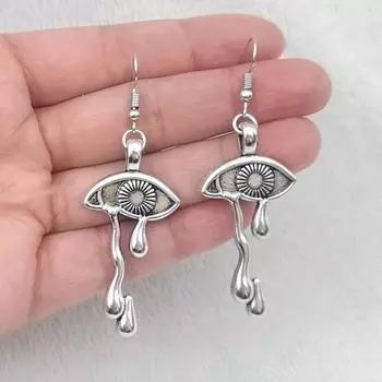 Модные ювелирные изделия, античное серебро, серьги со слезами на глазах, серьги сглаза для женщин, милые серьги с кисточками в виде капель серебряный